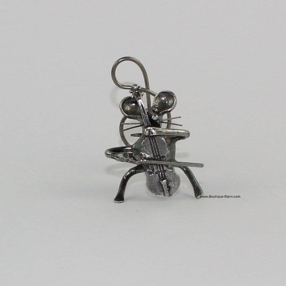 Souris musicienne le violoncelle en étain