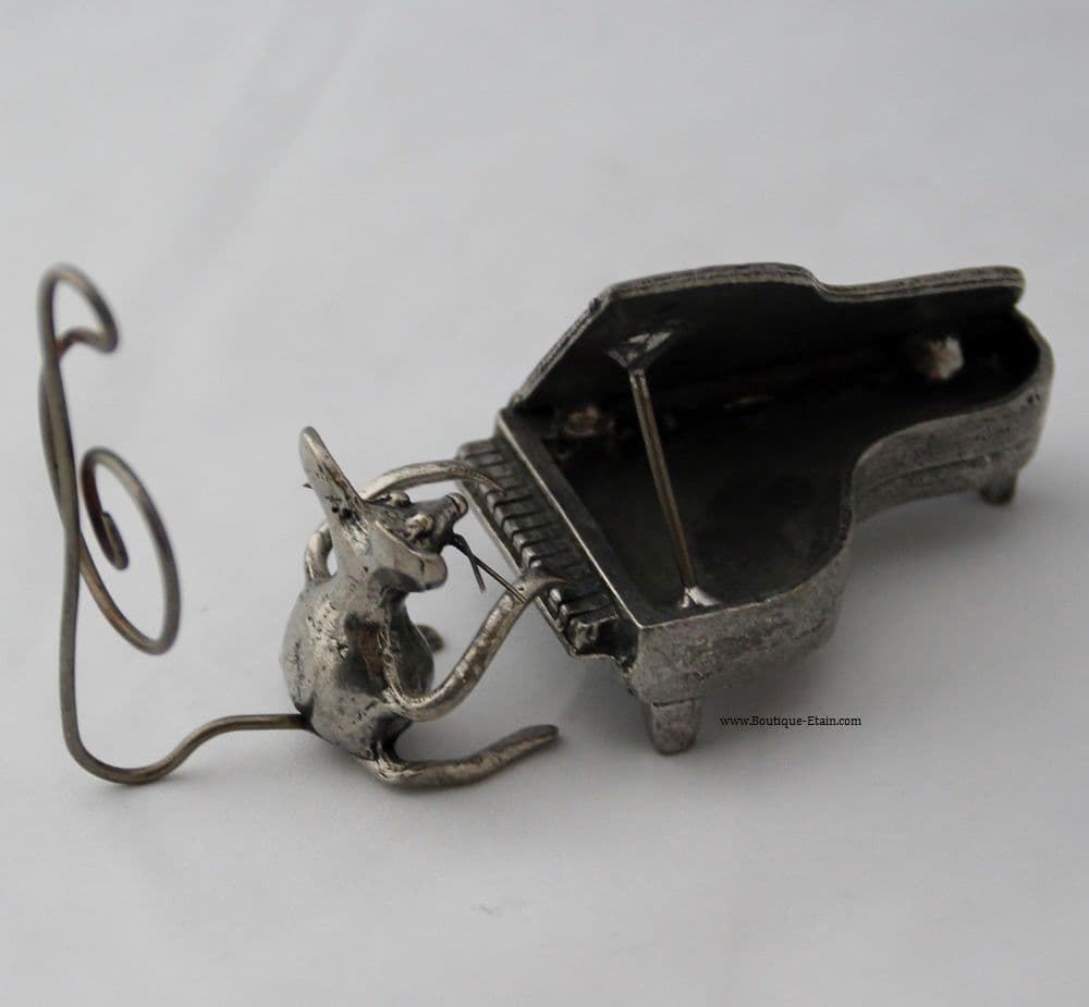 Souris musicienne Piano en étain