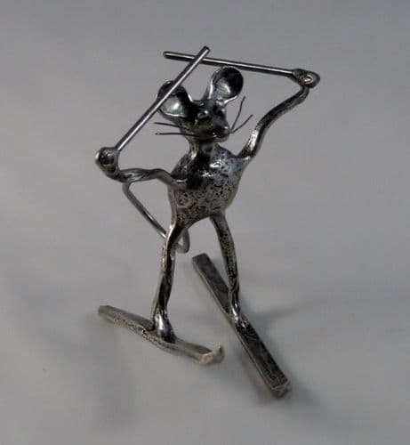 Souris Ski "casse gueule" en étain