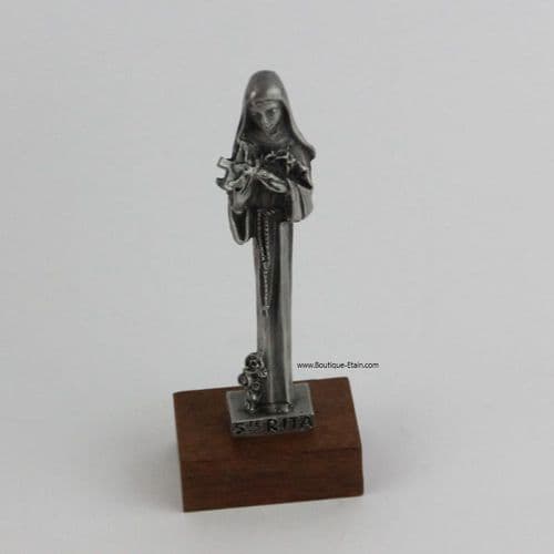 Statuette de Sainte Rita en étain