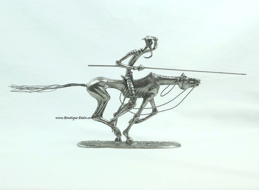 Statuette Don Quichotte en étain "La Charge"  [37cm]