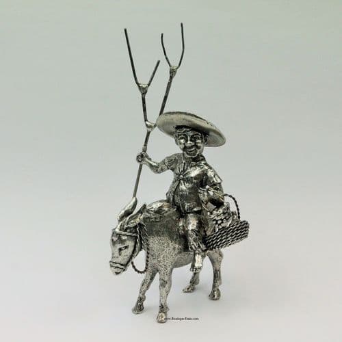 Statuette en étain Sancho Panza sur son âne