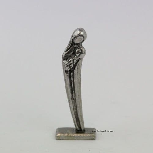 Statuette la vierge Marie et l'enfant Jésus en étain.