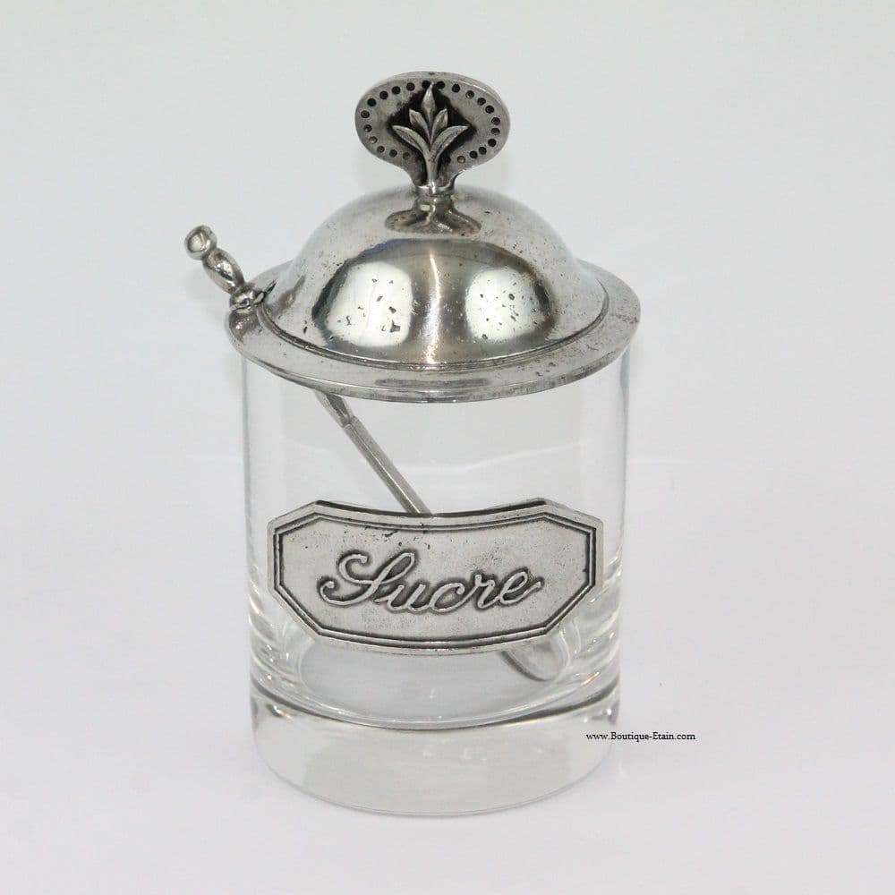 Sucrier en verre et étain