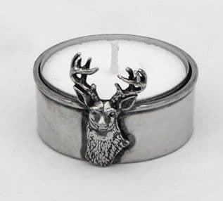 Support bougie en étain décor Cerf