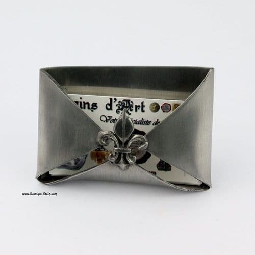 Support cartes de visites en étain Fleur de lys