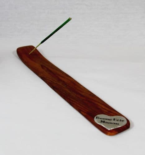 Support encens en bois et étain "Bonne Fête Maman"