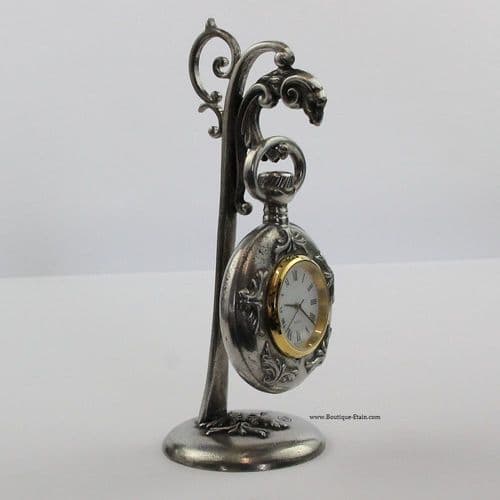 Support et montre à gousset en étain
