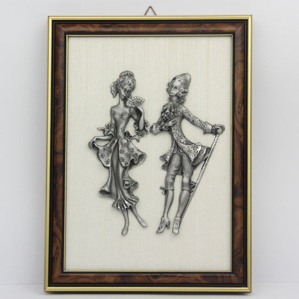 Tableau couple en étain : le marquis et la marquise