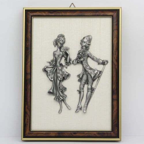 Tableau couple en étain : le marquis et la marquise
