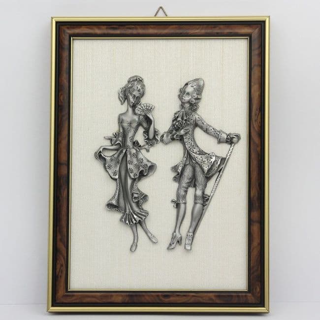 Tableau couple en étain : le marquis et la marquise