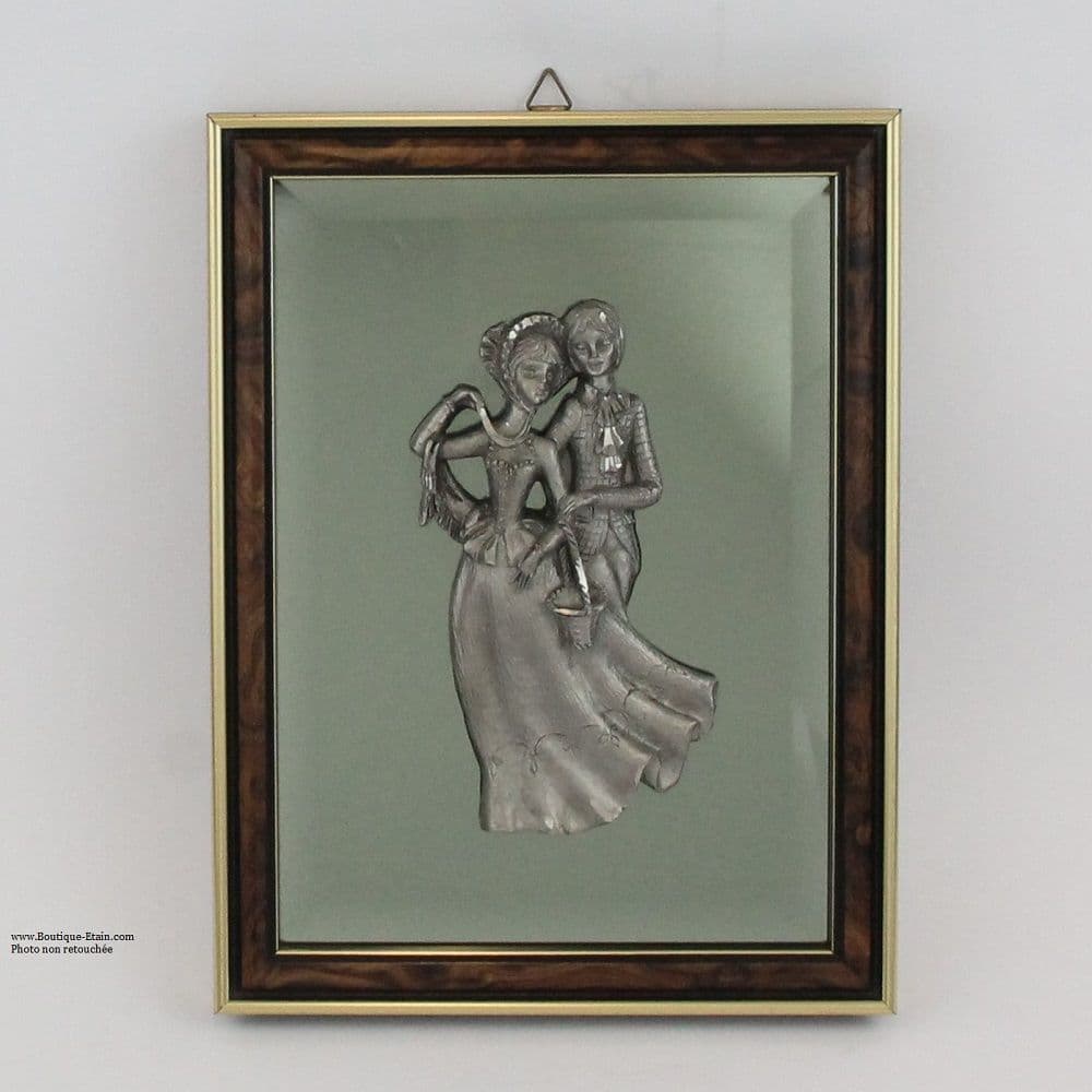 Tableau couple en étain sur fond de miroir