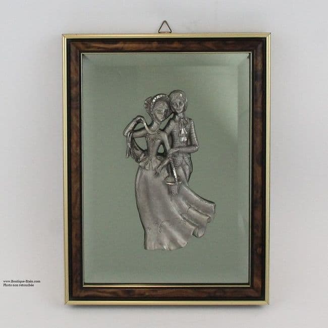 Tableau couple en étain sur fond de miroir