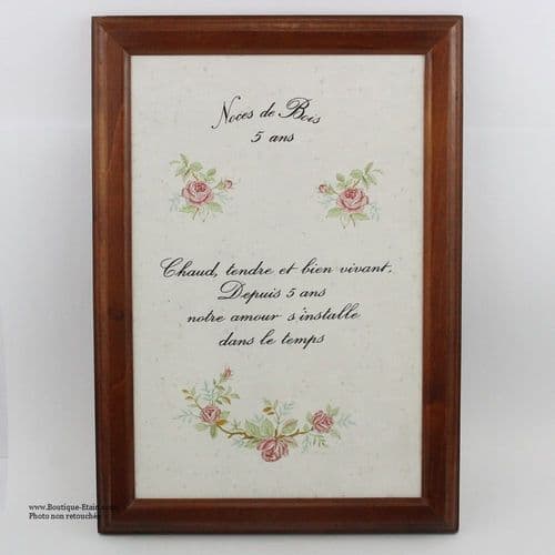 Tableau en faïence Noces de bois 5 ans