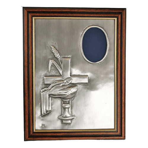 Tableau en étain, cadre pour communion