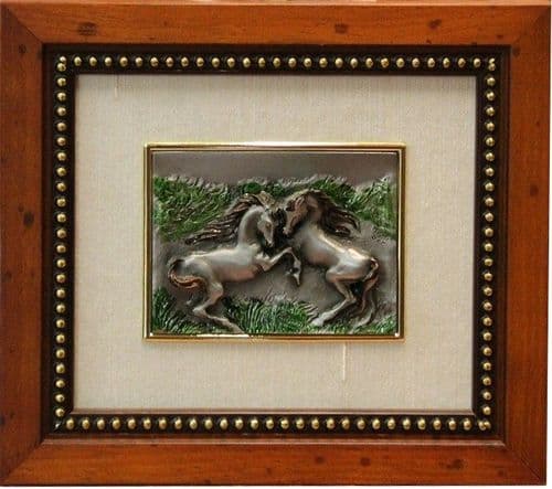 Tableau en étain couple de chevaux