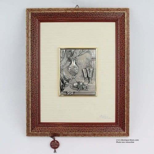 Tableau en étain décor ancien