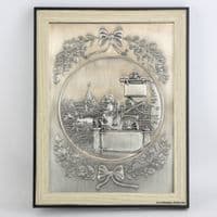 Tableau en étain à graver motif calèche pour couple