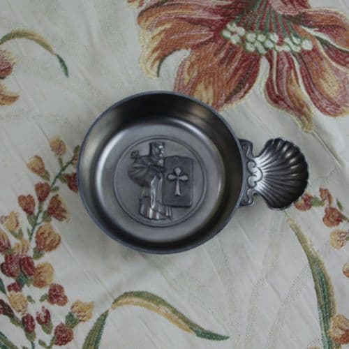 Tastevin en étain coquille et décor trèfle