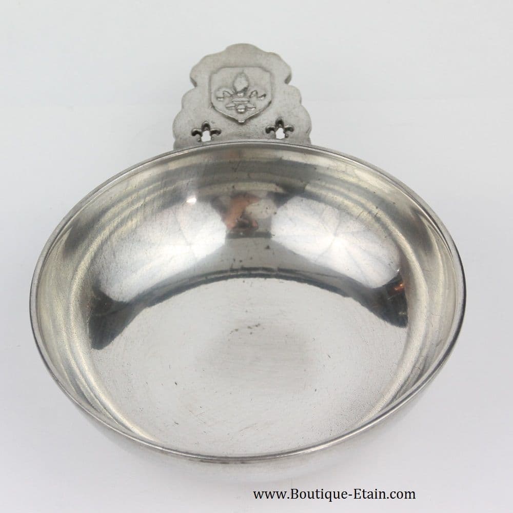 Tastevin ou teste-vin en étain motif fleur de lys