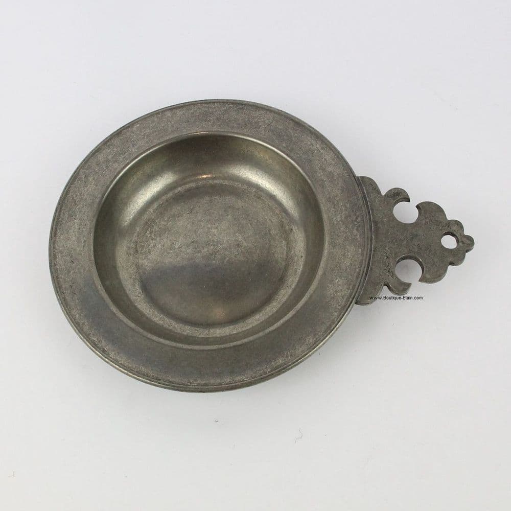 Tastevin simple en étain, coupelle