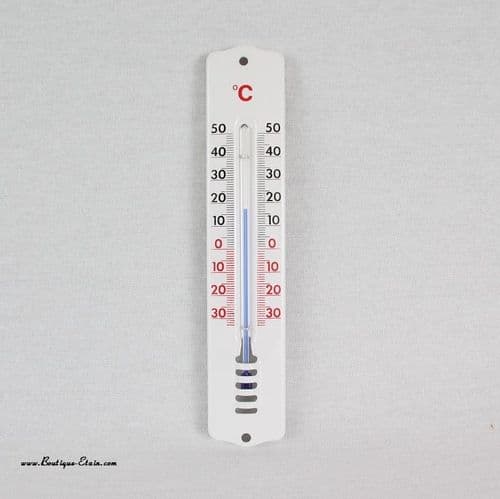 Thermomètre en métal blanc pour intérieur ou exterieur