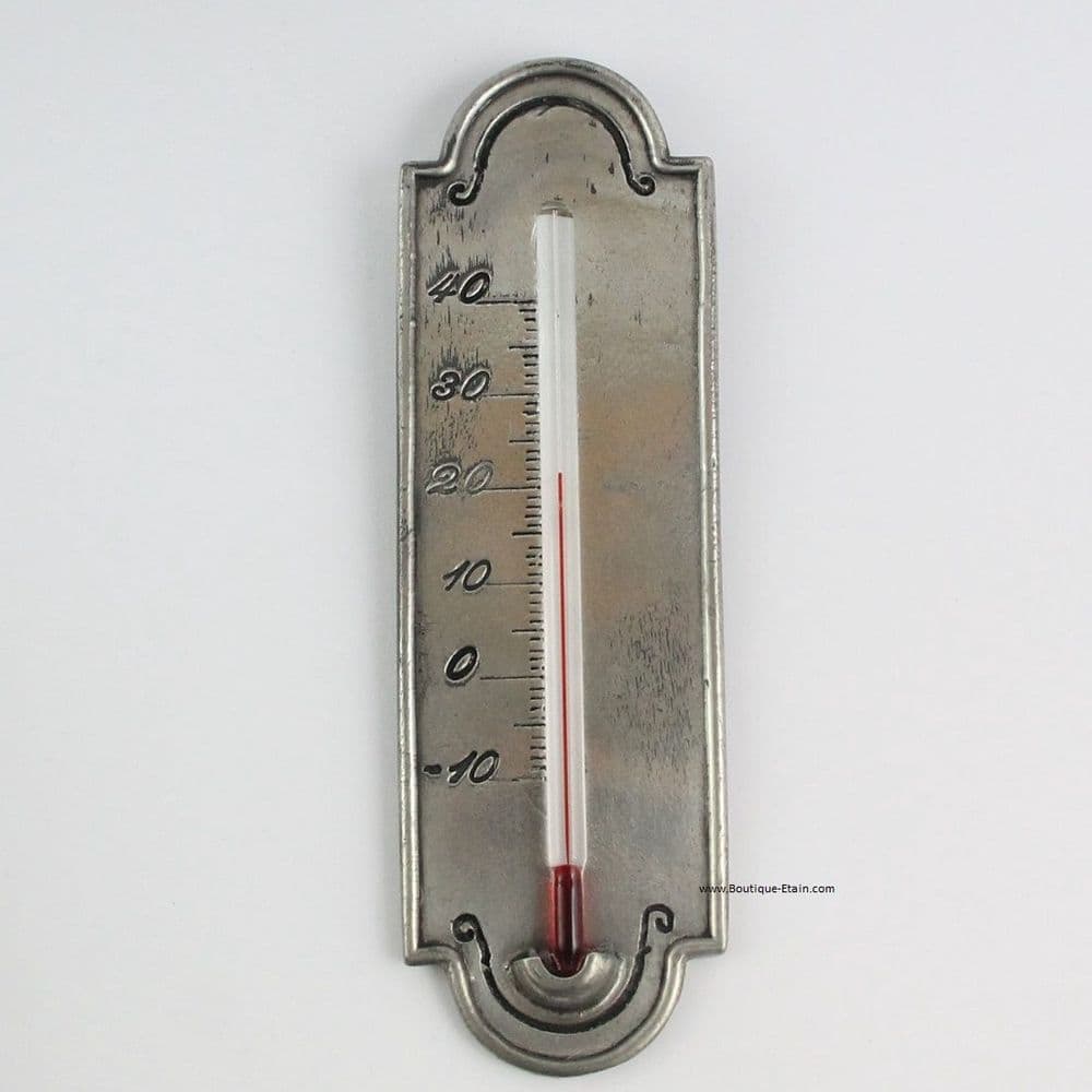 Thermomètre mural d'intérieur en étain