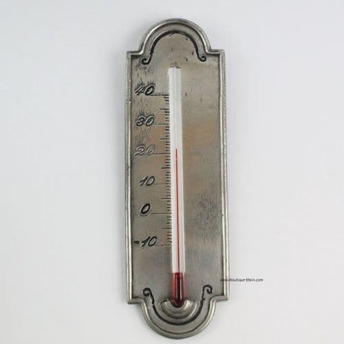 Thermomètre mural d'intérieur en étain