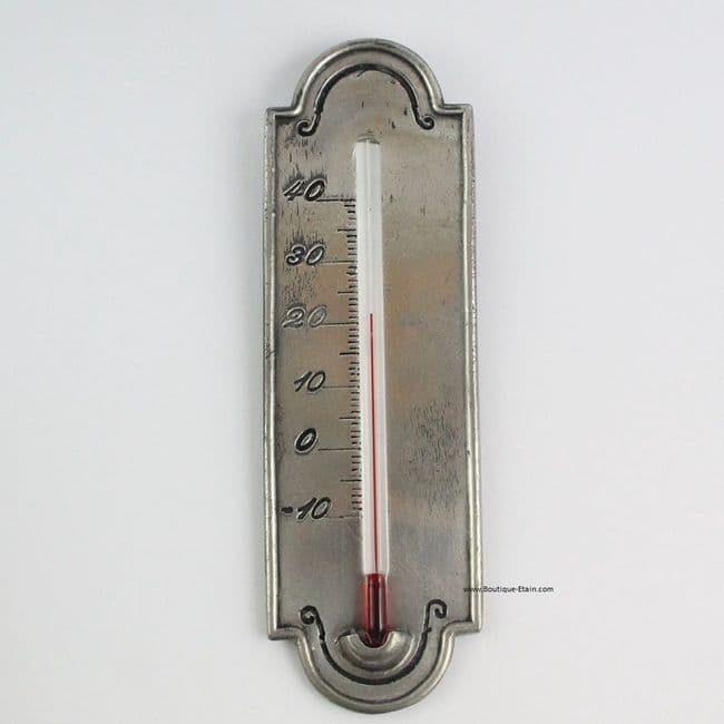 Thermomètre mural d'intérieur en étain
