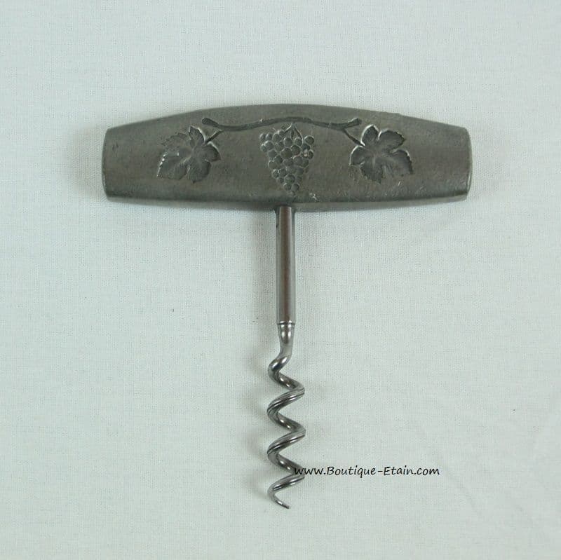 Tire bouchon motif raisin en étain