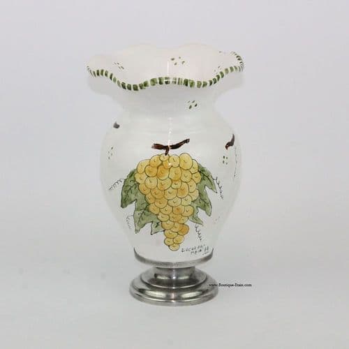 Vase en étain et faïence peint à la main