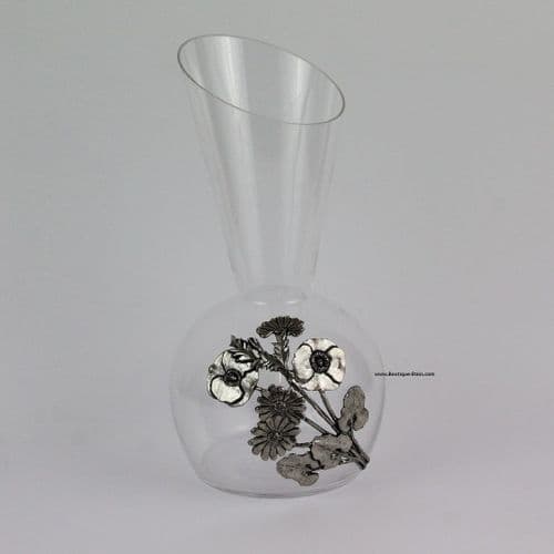 Vase en verre et étain