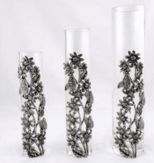 Vase soliflore en verre et étain forme tube