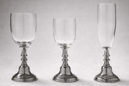 Verre à eau, à vin ou champagne pied en étain