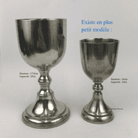 Verre à vin coupe Graal sur pied étain forme calice 25cL