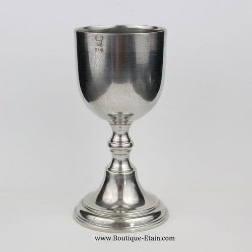 Verre à vin coupe Graal sur pied étain forme calice 25cL