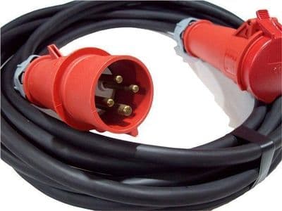 10m  400v 3 phase 4 pin  32a extension lead (6mm H07 cable) IP44 Rated
