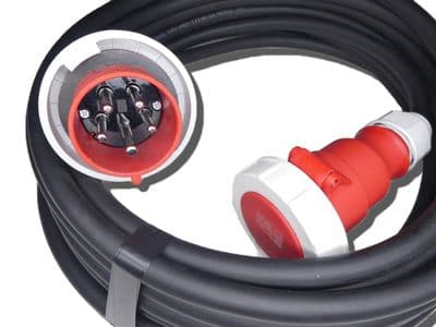 10m  415v 3 phase 5 pin  32a extension lead (6mm H07 cable) IP67 Rated