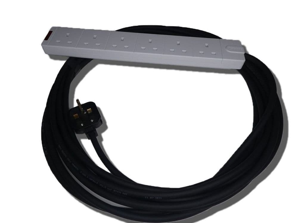 10m heavy duty six way 13amp extension lead