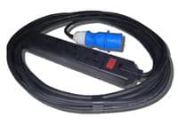 12m 230v 16a blue plug to 4 way 13a socket adaptor