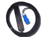 12m 230v 16a blue plug to 4 way 13a socket adaptor