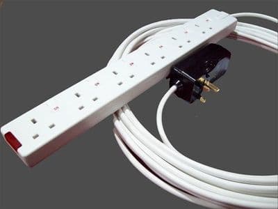 16m switched 6way socket rcd protected extension lead