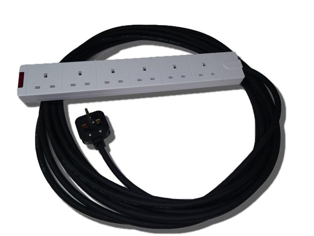 1m heavy duty six way 13amp extension lead