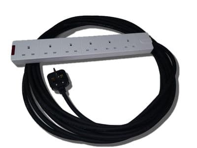 1m heavy duty six way 13amp extension lead