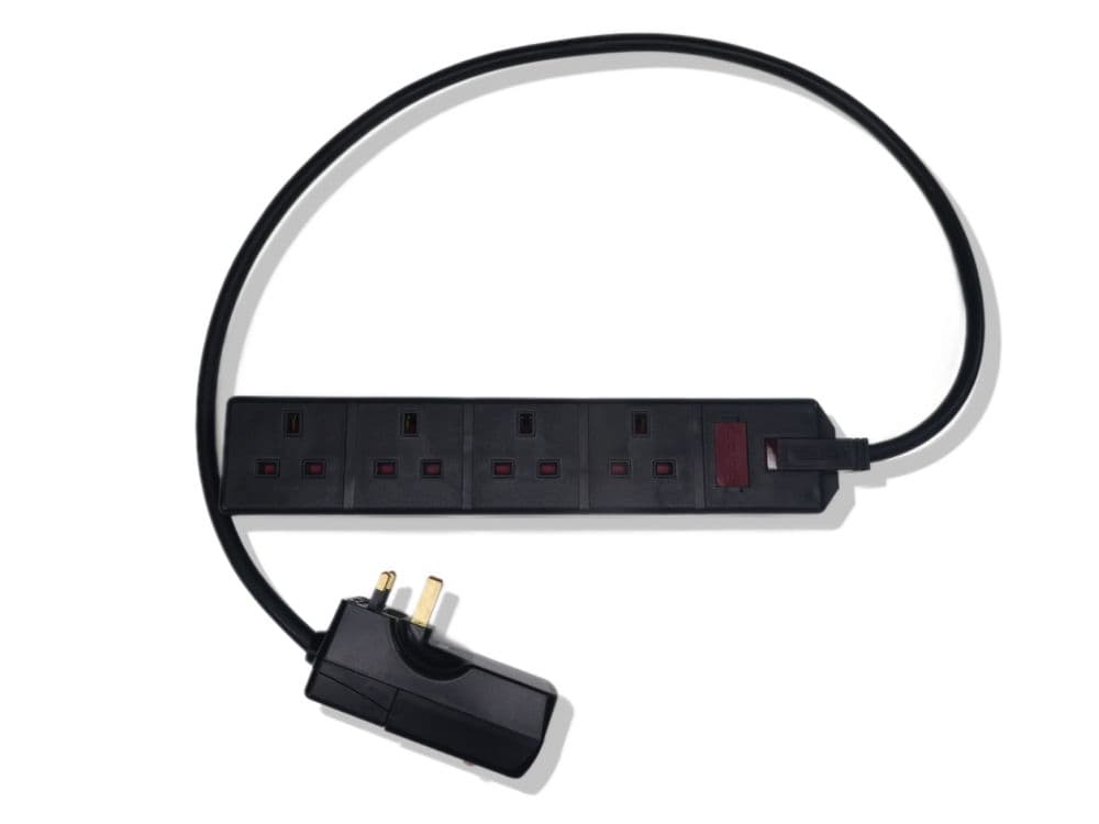 1m RCD protected 4 gang socket heavy duty extension lead