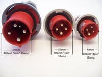 20m  415v 3 phase 4 pin  63a extension lead (16mm H07 cable) IP67 Rated