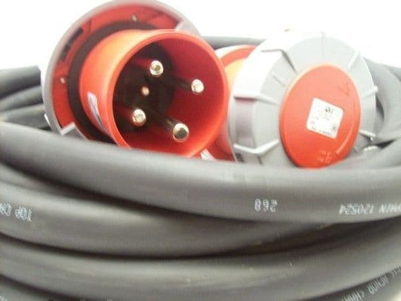 20m  415v 3 phase 4 pin  63a extension lead (16mm H07 cable) IP67 Rated