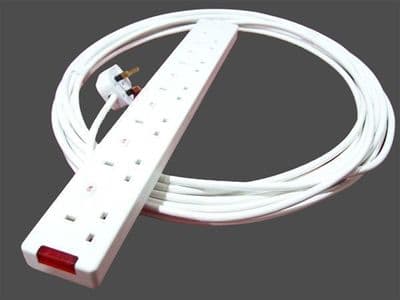 2m individually switched six way socket extension lead