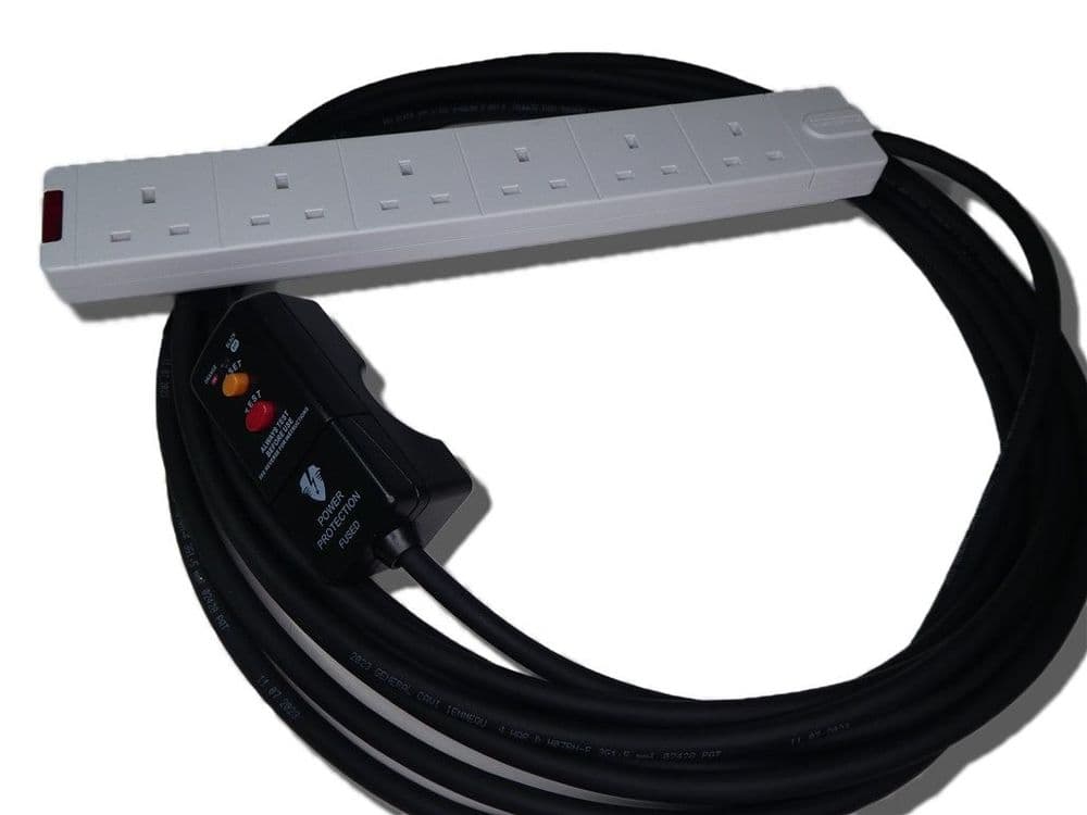 2m six way RCD protected heavy duty extension lead