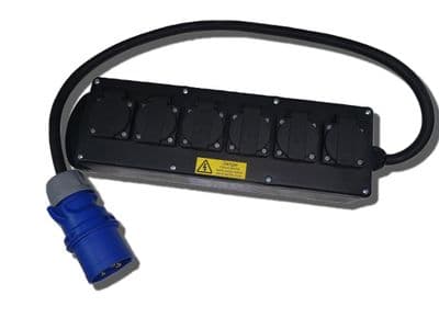 32amp 230v plug to 6off 13amp sockets outlets